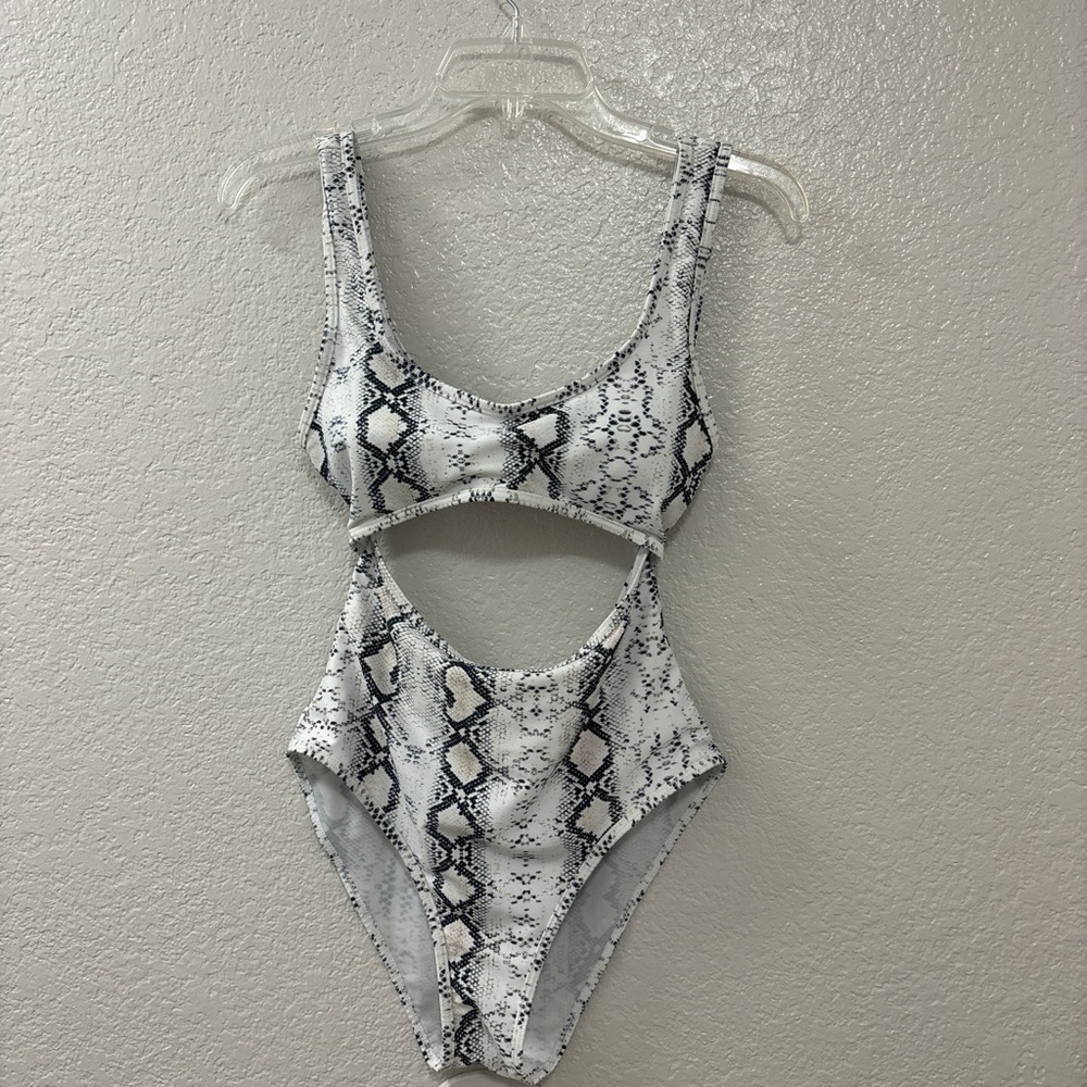 Snakeskin Print Cutout Swimsuit